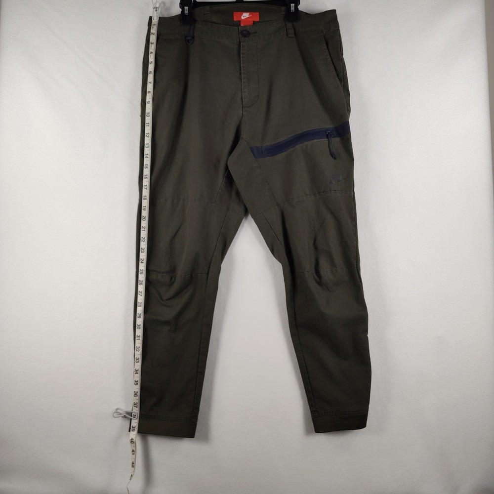 Nike Sportswear Bonded Woven Pants Olive Green Ankle Zip 727344-325 Men 36 - Picture 13 of 16